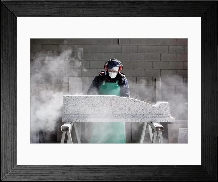 Framed Print : Italy, Premosello Chiovenda, Verbania, Man working with stone Framed Print : Italy, Premosello Chiovenda, Verbania, Man working with stone