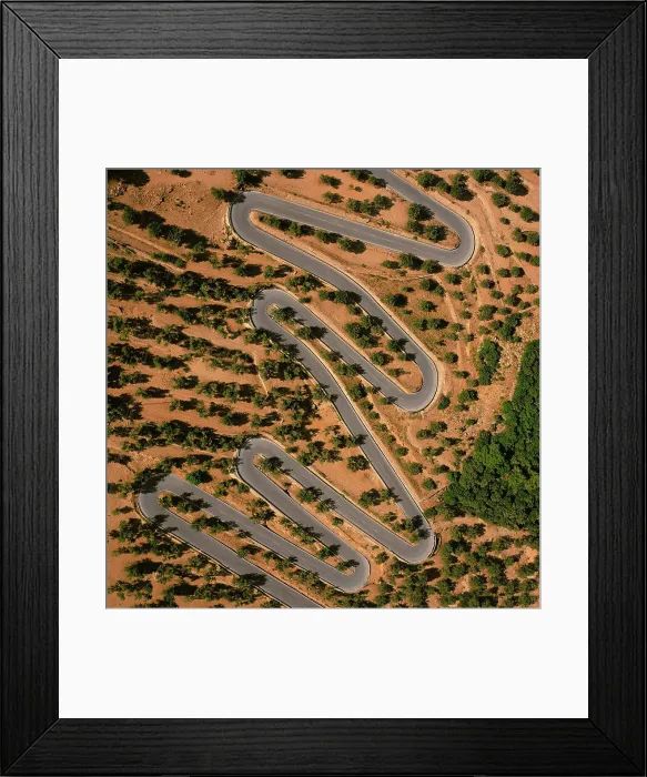 Framed Print : Spain, Majorca, Aerial view of winding mountain road