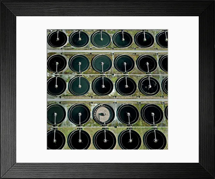 Framed Print : UK, London, Overhead view of Beckton Sewage Treatment Works Framed Print : UK, London, Overhead view of Beckton Sewage Treatment Works