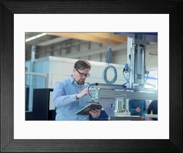 Framed Print : Engineer working in industrial plant Framed Print : Engineer working in industrial plant