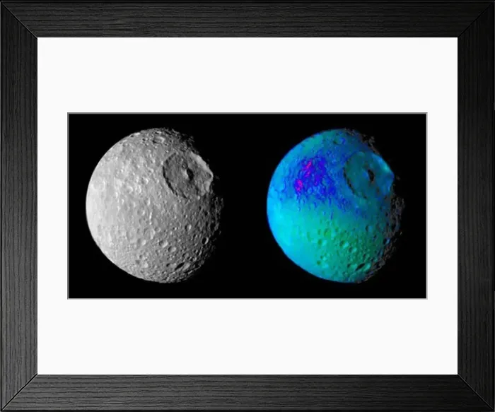 Framed Print : False Color Image of Mimas Framed Print : False Color Image of Mimas
