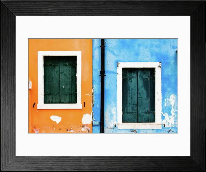 Framed Print : Brightly colored fisheRightsManageden's houses in Burano, Metropolitan City of Venice, Veneto, Italy, Europe