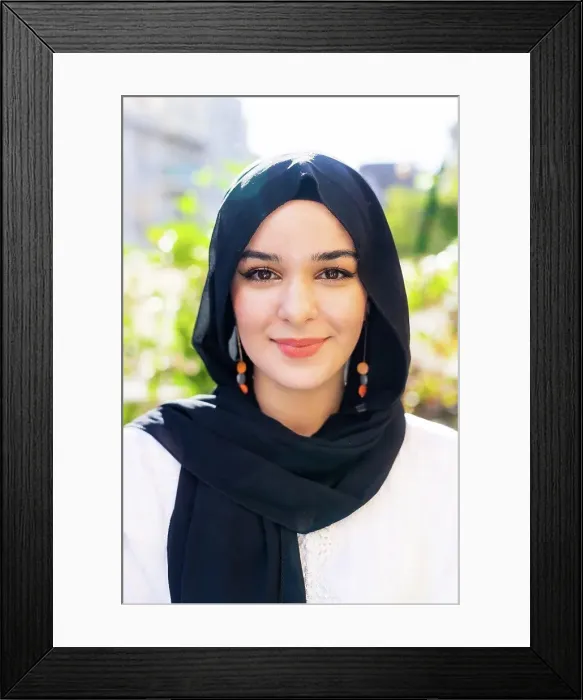 Framed Print : Portrait of a young woman wearing hijab Framed Print : Portrait of a young woman wearing hijab