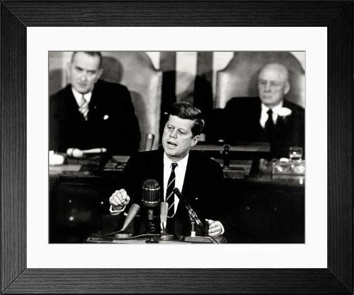 Framed Print : Kennedy Giving Historic Space Race Speech to Congress Framed Print : Kennedy Giving Historic Space Race Speech to Congress