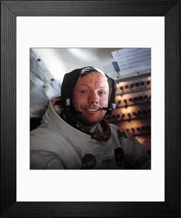 Framed Print : Apollo 11- Neil Armstrong Smiles After a Successful Moonwalk