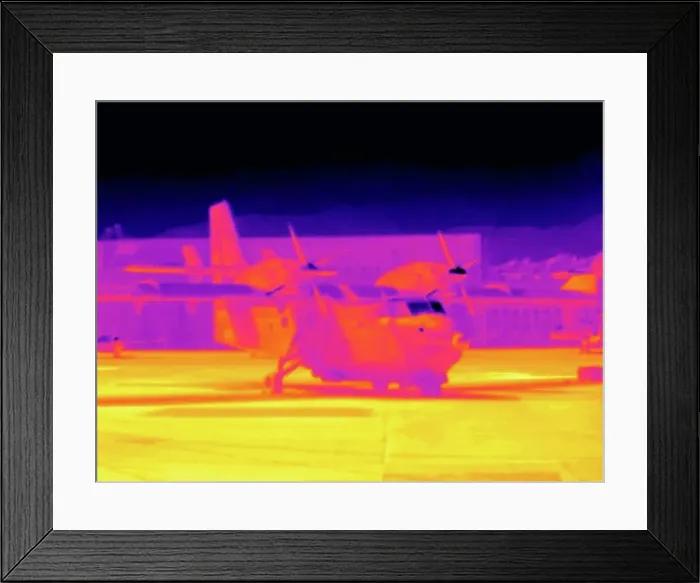 Framed Print : Thermal image of aeroplane on runway