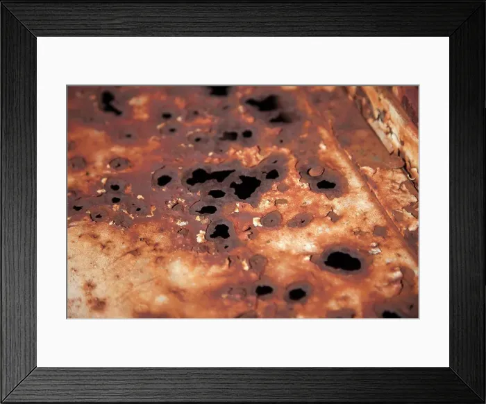 Framed Print : Extreme close up, full frame of rusting metal Framed Print : Extreme close up, full frame of rusting metal