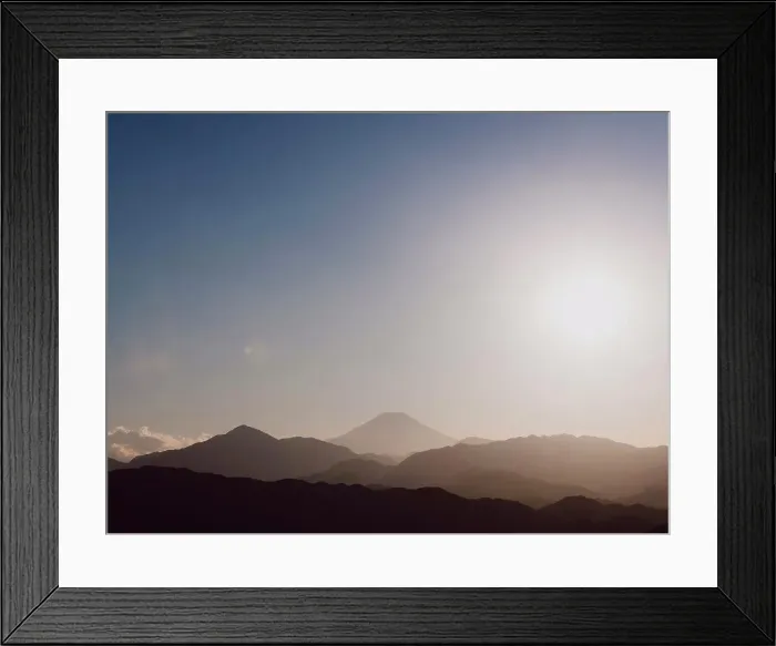 Framed Print : Scenic tranquil silhouette view Mount Fuji at sunrise, Fuji-Hakone-Izu National Park, Japan Framed Print : Scenic tranquil silhouette view Mount Fuji at sunrise, Fuji-Hakone-Izu National Park, Japan