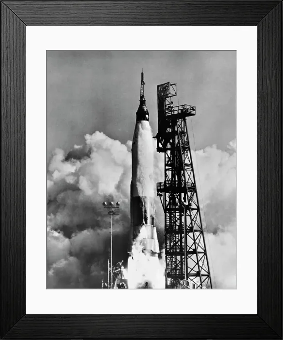 Framed Print : Low angle view of a spacecraft taking off from a launch pad Framed Print : Low angle view of a spacecraft taking off from a launch pad