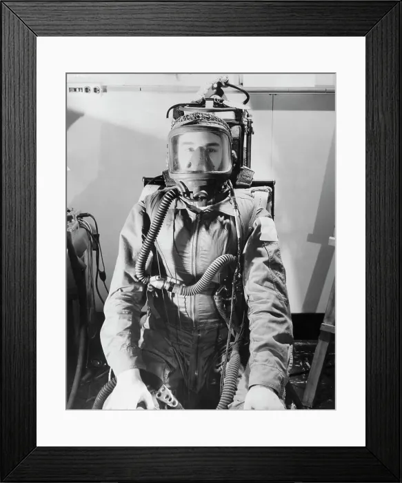 Framed Print : Astronaut wearing space suit, RCAF Institute of Aviation Medicine Framed Print : Astronaut wearing space suit, RCAF Institute of Aviation Medicine