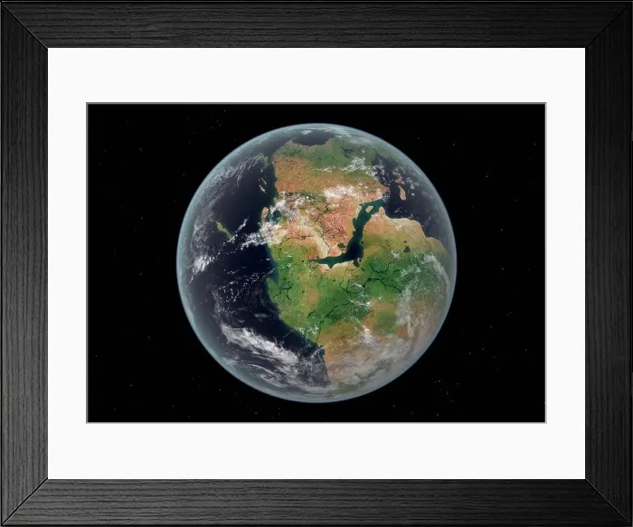 Framed Print : This is how the western hemisphere of the Earth may have appeared 200 million years ago during the Early Jurassic Framed Print : This is how the western hemisphere of the Earth may have appeared 200 million years ago during the Early Jurassic