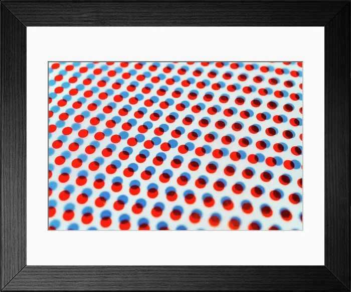 Framed Print : 3D red and blue dots pattern overlapping on white background Framed Print : 3D red and blue dots pattern overlapping on white background