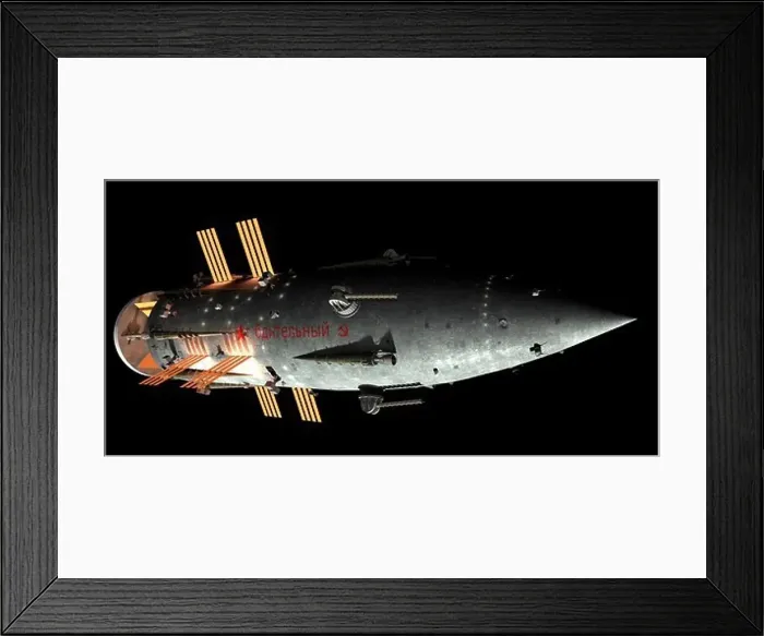 Framed Print : Artist's concept of an Orion-drive battleship; Soviet style Framed Print : Artist's concept of an Orion-drive battleship; Soviet style