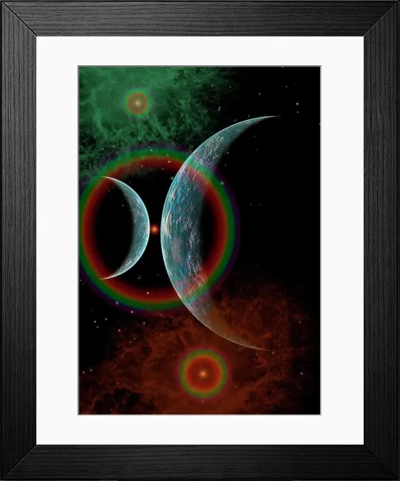 Framed Print : Two alien planets that belong to the same solar system in a distant part of the Milky Way galaxy Framed Print : Two alien planets that belong to the same solar system in a distant part of the Milky Way galaxy