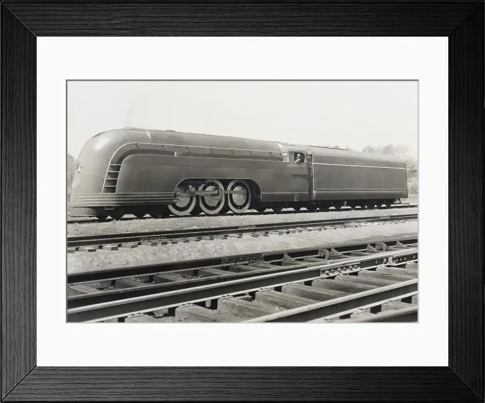 Framed Print : Train on a railroad track, Mercury Streamlined Steam Locomotive, New York Central Railroad Framed Print : Train on a railroad track, Mercury Streamlined Steam Locomotive, New York Central Railroad