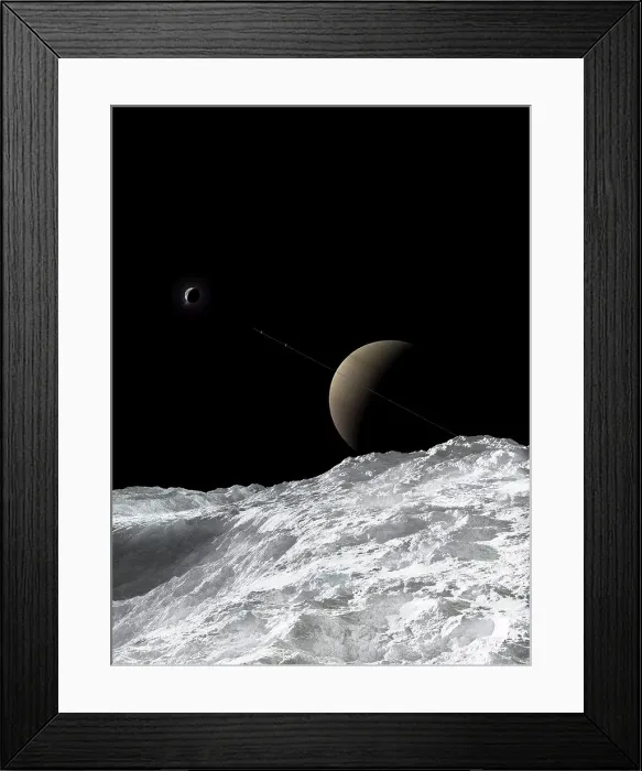 Framed Print : Saturn and Enceladus as seen from the moon Tethys Framed Print : Saturn and Enceladus as seen from the moon Tethys