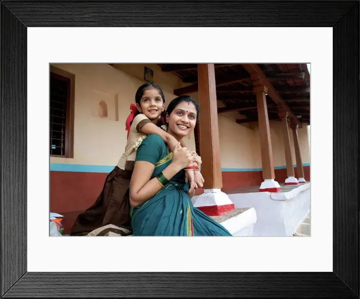Framed Print : Portrait of a girl and her mother, Rural India Framed Print : Portrait of a girl and her mother, Rural India