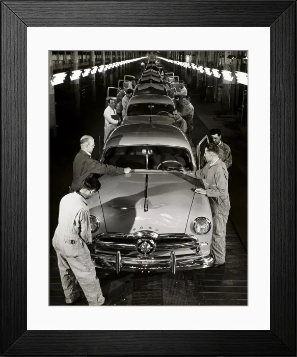 Framed Print : Automobile assembly line Ford Motor Company 1949