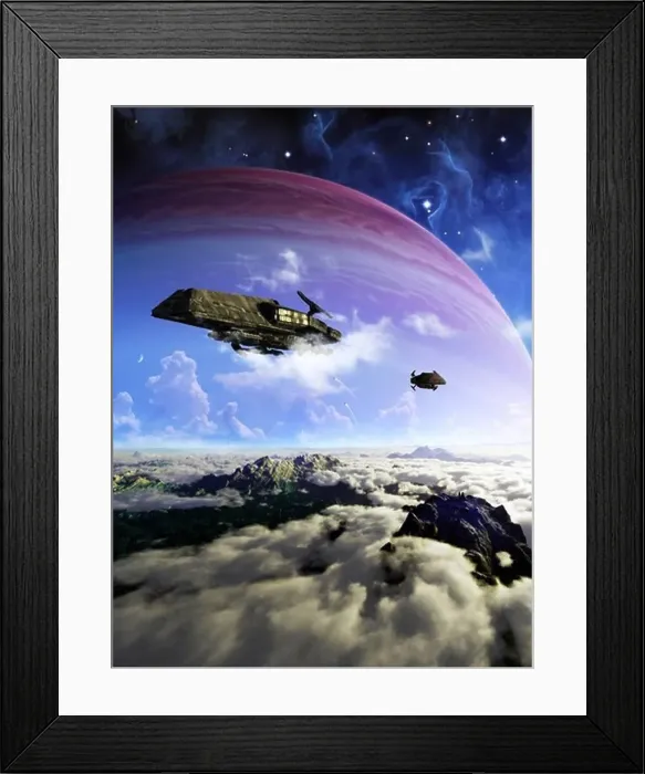 Framed Print : Two spacecraft prepare to depart with crewmembers left behind Framed Print : Two spacecraft prepare to depart with crewmembers left behind
