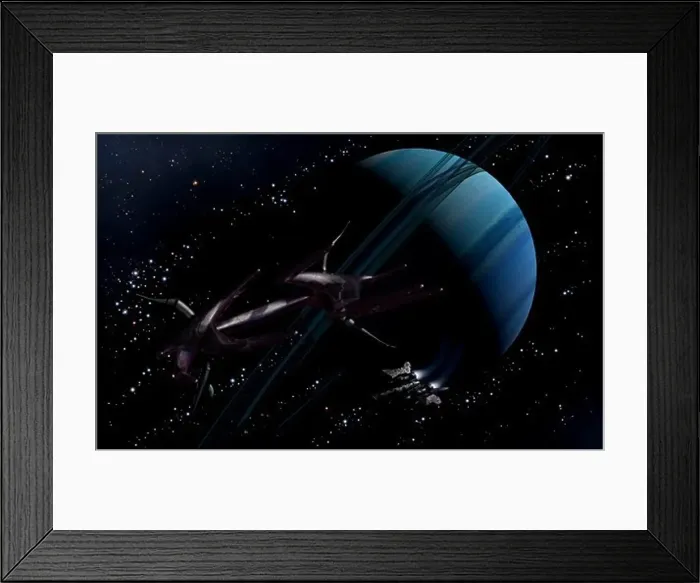 Framed Print : A chartered private corvette being intercepted by a strange alien craft Framed Print : A chartered private corvette being intercepted by a strange alien craft