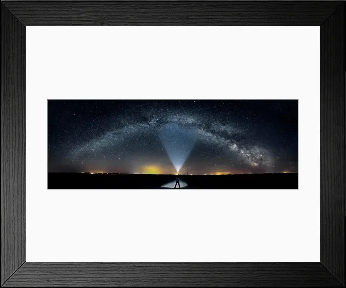 Framed Print : Self portrait on road with full milkyway including core in rural Manitoba Canada Framed Print : Self portrait on road with full milkyway including core in rural Manitoba Canada
