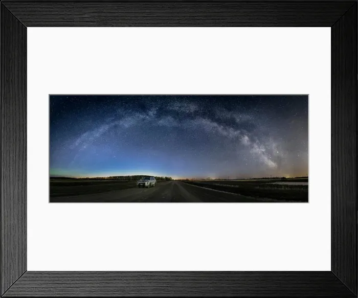 Framed Print : Full milkyway arc over rural road in Manitoba, Canada Framed Print : Full milkyway arc over rural road in Manitoba, Canada
