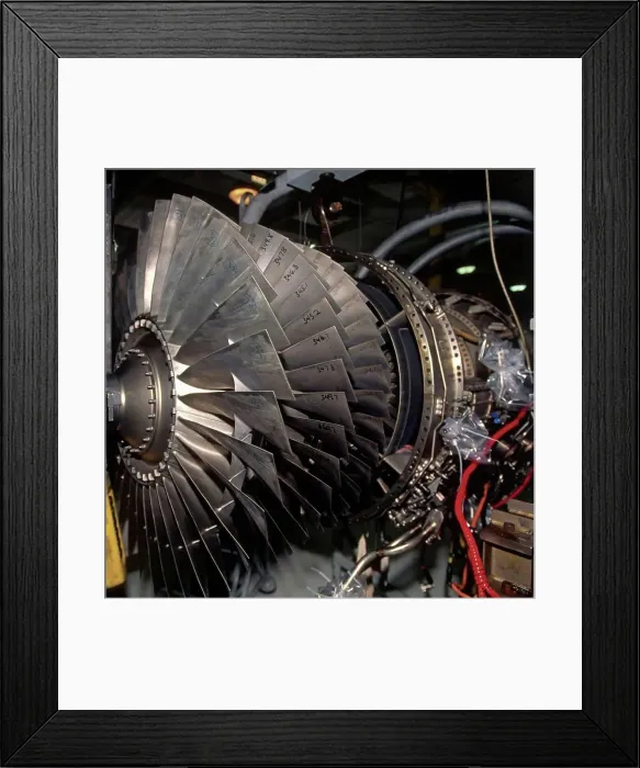 Framed Print : Detail of Turbine Blades of an Afterburning Turbofan Engine under Maintenance Framed Print : Detail of Turbine Blades of an Afterburning Turbofan Engine under Maintenance
