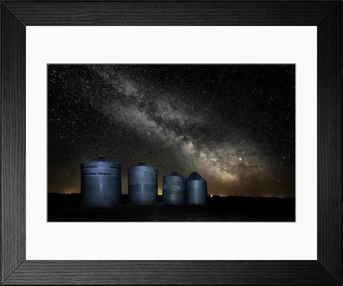 Framed Print : Milkyway over grain bins in rural Manitoba Canada Framed Print : Milkyway over grain bins in rural Manitoba Canada