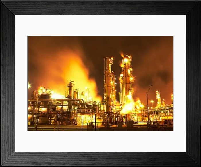 Framed Print : Night view of fluid catalytic cracking unit at a petroleum processing facility, Pasadena, Houston, Texas, USA Framed Print : Night view of fluid catalytic cracking unit at a petroleum processing facility, Pasadena, Houston, Texas, USA