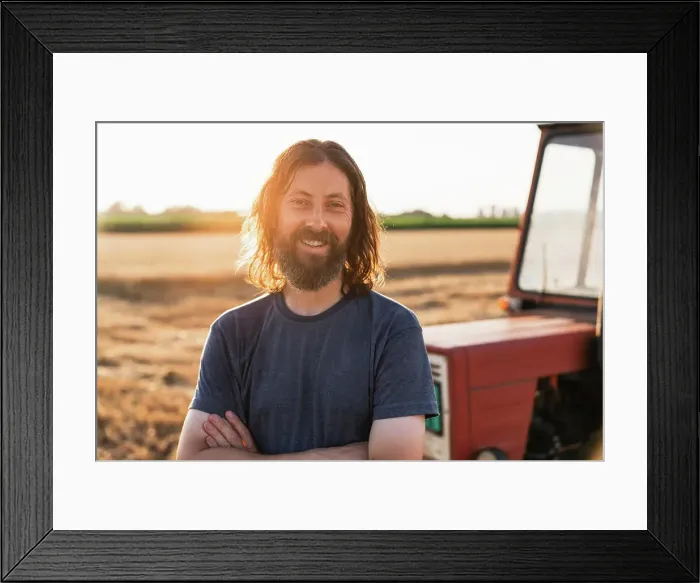 Framed Print : Smiling bearded farmer with arms crossed Framed Print : Smiling bearded farmer with arms crossed