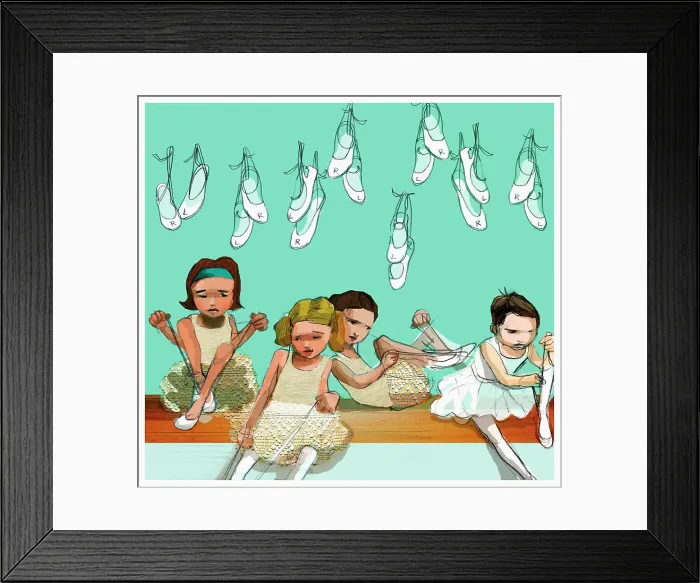 Framed Print : Girls preparing for ballet class Framed Print : Girls preparing for ballet class