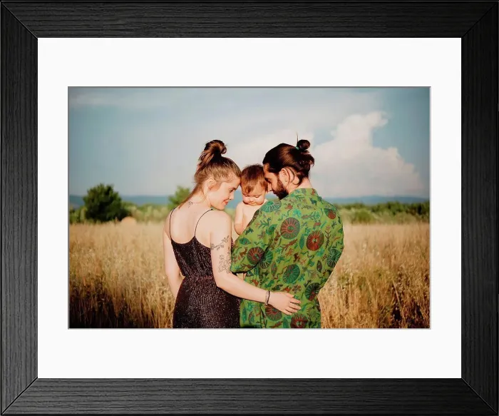 Framed Print : Couple with baby girl on golden grass field, Arezzo, Tuscany, Italy Framed Print : Couple with baby girl on golden grass field, Arezzo, Tuscany, Italy