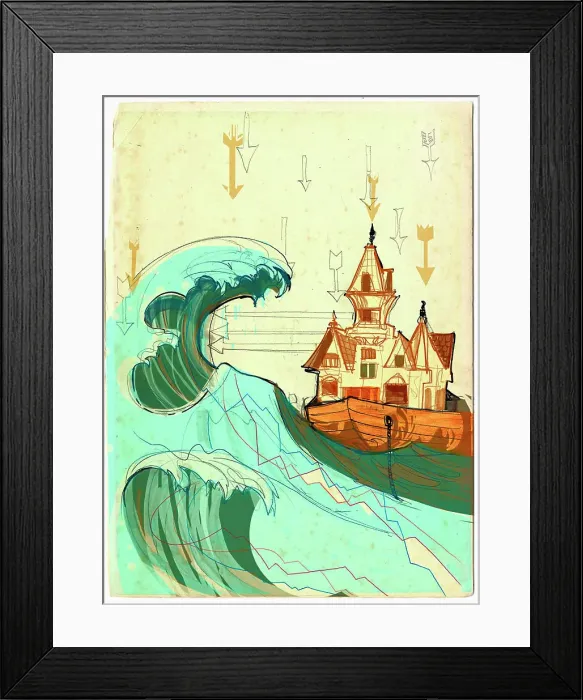 Framed Print : House in boat on stormy sea Framed Print : House in boat on stormy sea