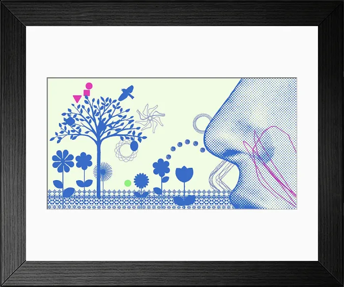 Framed Print : Woman smelling flowers Framed Print : Woman smelling flowers