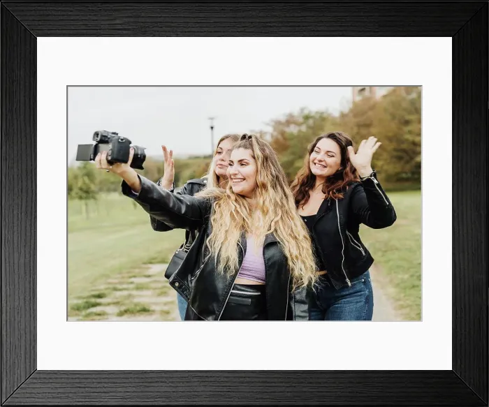 Framed Print : Friends taking selfie with camera Framed Print : Friends taking selfie with camera