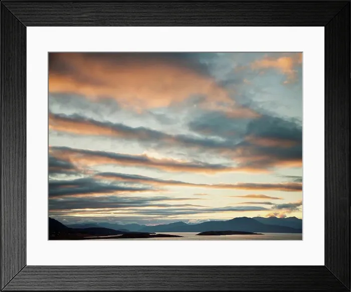Framed Print : Silhouetted view of loch at sunset, Assynt, North West Highlands, Scotland, UK Framed Print : Silhouetted view of loch at sunset, Assynt, North West Highlands, Scotland, UK