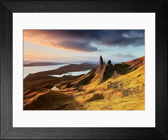 Framed Print : Old Man of Storr at a golden sunrise, Isle of Skye, Inner Hebrides, Scotland, United Kingdom, Europe Framed Print : Old Man of Storr at a golden sunrise, Isle of Skye, Inner Hebrides, Scotland, United Kingdom, Europe