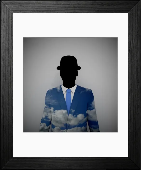 Framed Print : Illustration of a Businessman with a sky textured suit Framed Print : Illustration of a Businessman with a sky textured suit