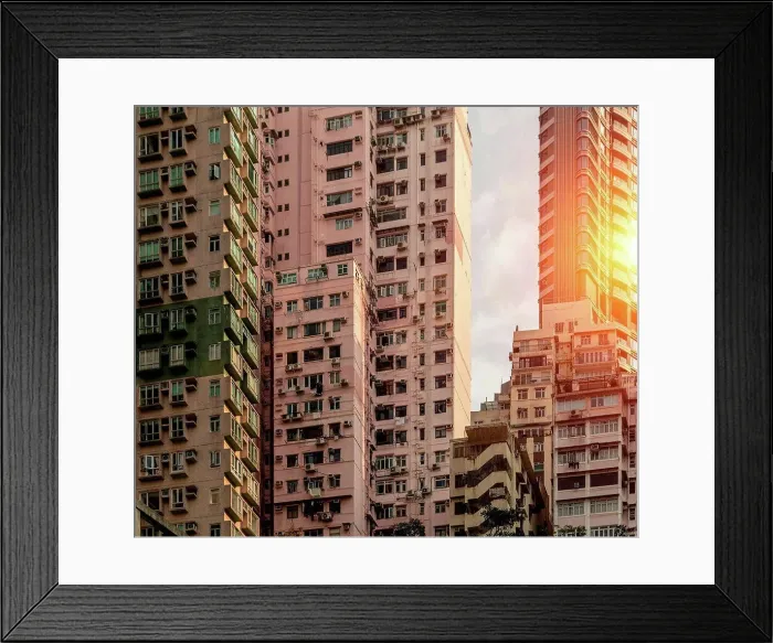 Framed Print : Affordable housing apartments, Hong Kong