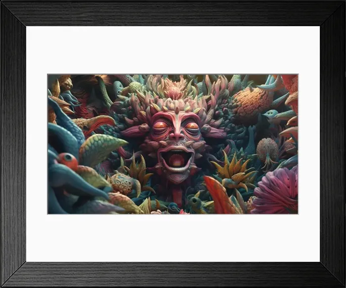 Framed Print : A painting of a fantasy psychedelic trip, neural network generated image Framed Print : A painting of a fantasy psychedelic trip, neural network generated image