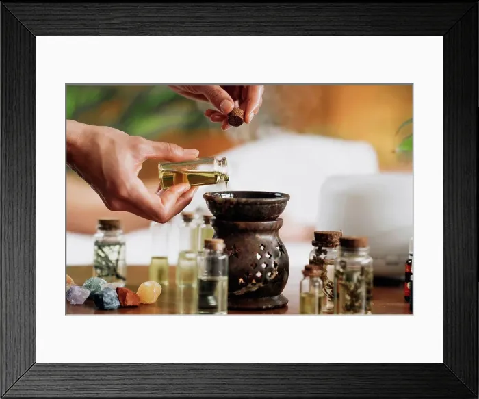 Framed Print : Ayurveda aromatherapy with essential oil diffuser Framed Print : Ayurveda aromatherapy with essential oil diffuser