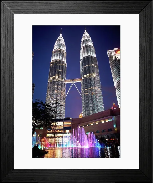 Framed Print : Petronas towers illuminated at night, low angle view, Kuala Lumpur, Malaysia