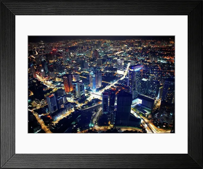 Framed Print : Cityscape, illuminated at night, high angle view, Kuala Lumpur, Malaysia Framed Print : Cityscape, illuminated at night, high angle view, Kuala Lumpur, Malaysia