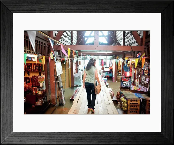 Framed Print : Rear view of woman walking through market, Bangkok, Krung Thep, Thailand, Asia Framed Print : Rear view of woman walking through market, Bangkok, Krung Thep, Thailand, Asia