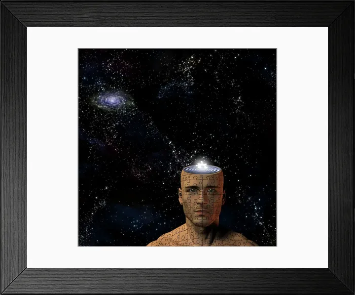Framed Print : Space and puzzle man Framed Print : Space and puzzle man