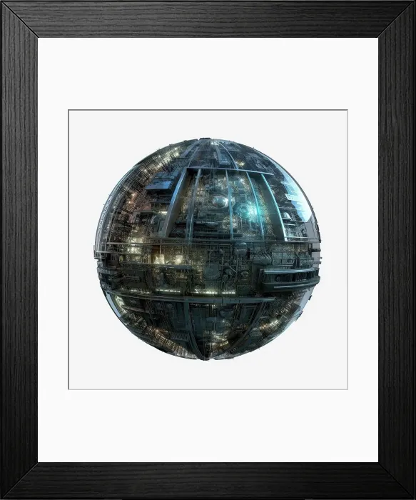 Framed Print : Quarter view of a borg sphere, sci fi, cinematic, lighting, space, horizon on transparent background, created by AI Framed Print : Quarter view of a borg sphere, sci fi, cinematic, lighting, space, horizon on transparent background, created by AI