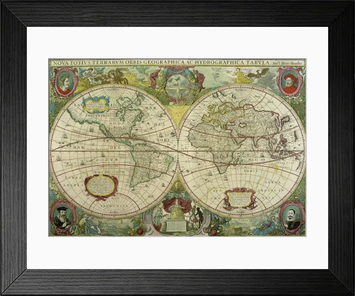 Framed Print : Map Of The World 1641 Hendrik Hondius (Dutch) Newberry Library, Chicago Framed Print : Map Of The World 1641 Hendrik Hondius (Dutch) Newberry Library, Chicago