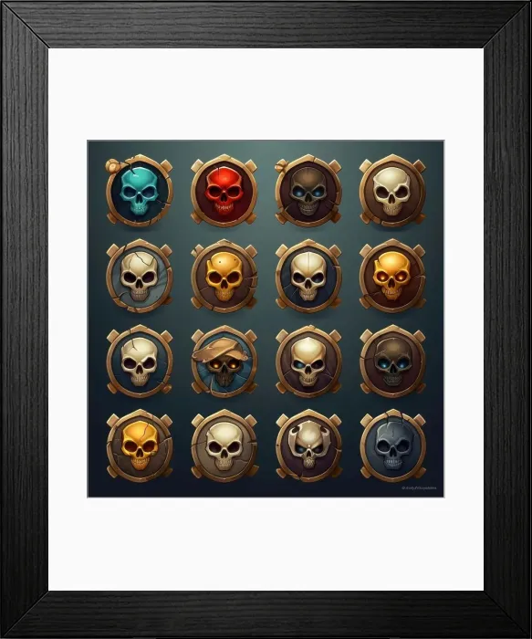 Framed Print : human skull death game ai generated