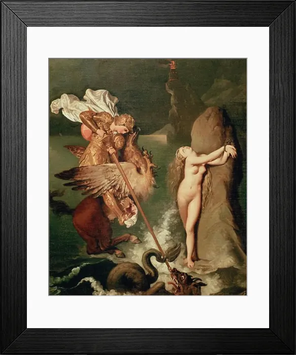 Framed Print : Angelica saved by Ruggiero, from Ariosto's epic poem Framed Print : Angelica saved by Ruggiero, from Ariosto's epic poem