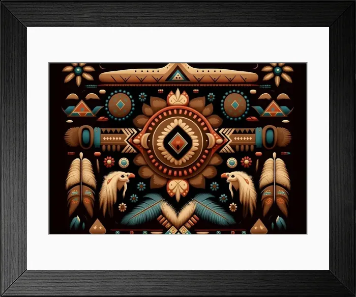 Framed Print : Native American traditional pattern ethnic design background brown earth colors. AI Generative content Framed Print : Native American traditional pattern ethnic design background brown earth colors. AI Generative content